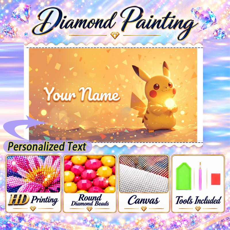 Personalized Pikachu Diamond Art Custom Name 5D Diamond Painting Full Drill DIY Craft