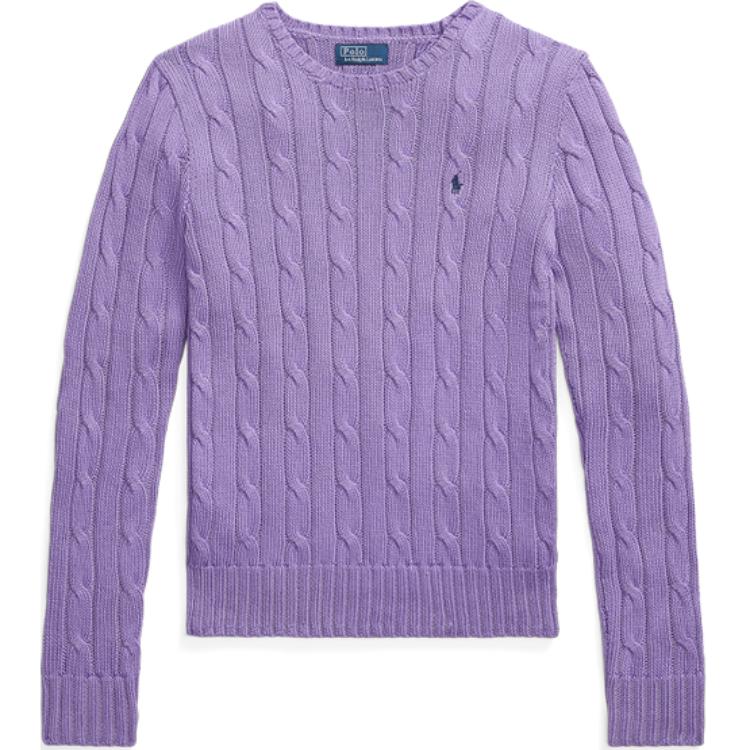 Polo Ralph Lauren Slim Fit Cable Knit Cotton Sweater Women Tops Spring-Violet WMPOSWENC021159-500