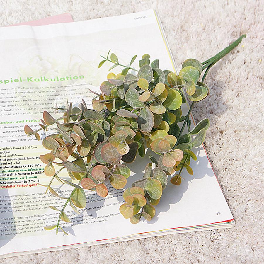 Artificial Flowers Green Eucalyptus Leaves Garden Vase Home Room Festival Wedding Bridal Bouquets Decoration Fake Plastic Plants