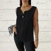 Summer New Loose Vest Shirt for Women V-neck Cotton and Linen Button Top