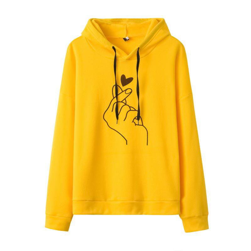 2022 Trendy Women's Loose Fit Printed Hooded Sweatshirt - Multi-color
