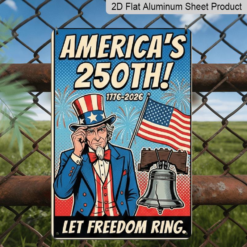 

2D Flat Aluminum Sign Measuring 7.87*11.8 Inches, Celebrating The 250Th Anniversary of The Founding of The United States. It Features Pop-Art 20*30cm