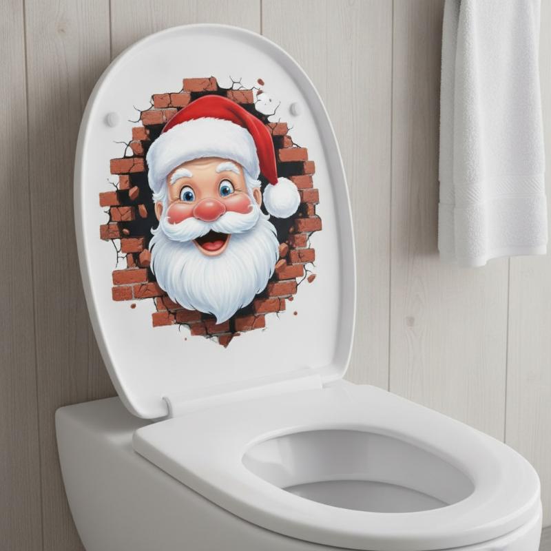 Christmas Snowman Toilet Sticker Merry Christmas Party Decoration Xmas Home Bathroom Decor Navidad Natal