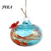 Blown Glass Hummingbird Feeder, Outdoor Hanging Colorful Nectar Feeder with Two Flower Feeding Ports for Garden Backyard Decor Sale Goods