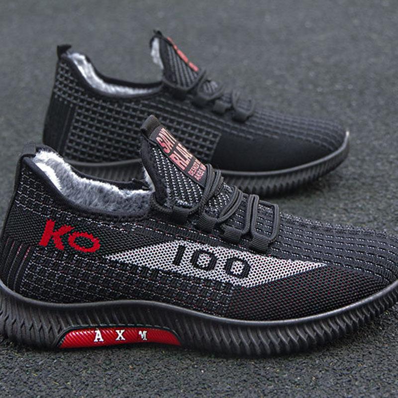 Baumwollschuhe Herren Plüsch Verdickt Warm Herren Rutschfest Weiche Sohlen Leicht Herbst und Winter Sportliche Freizeitschuhe Winter