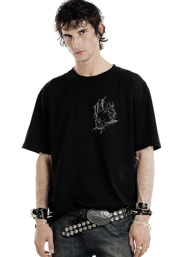 Mens TShirts THORNS Graphic Streetwear Cotton Tops Tees Short Sleeve Tee Oversized Vintage Hip Hop Korean Fashion Y2k Clothing