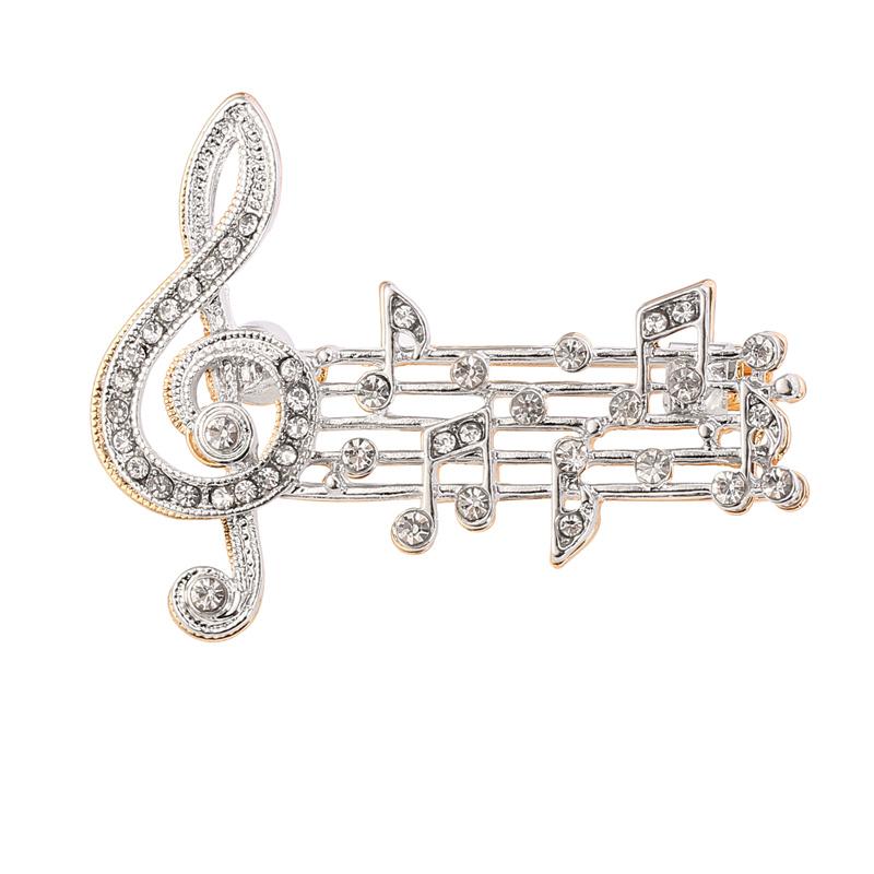 Fashion Exquisite Music Note Style Brooch Gold Silve Color Crystal Brooches For Women Musician Gift Concert Routine Jewelry