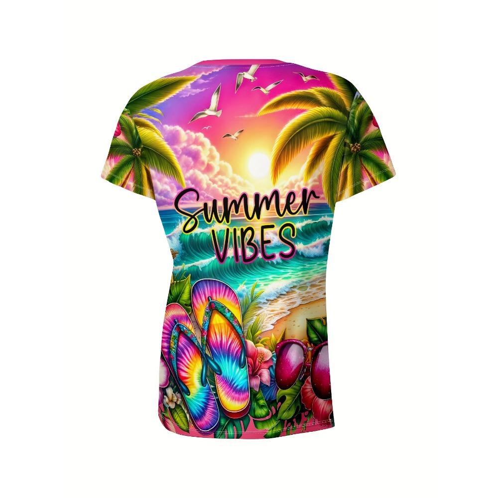 Tropical Sunset & Flip-Flop Print Design for Casual Daily Wear