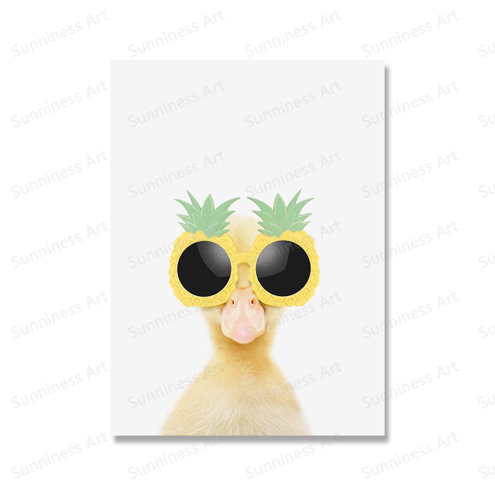 Funny Koala Monkey Duck Giraffe Posters Canvas Painting Animal In Sunglasses Wall Art Print Nursery Pictures For Kids Room Decor