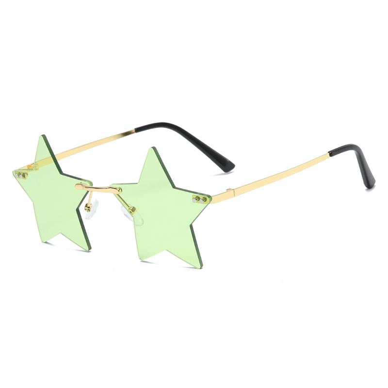 

Fashion Red Star Shape Rimless Sunglasses Women Men Fun Novelty Party Glasses Cute Pentagram Frameless Eyeglasses зелений