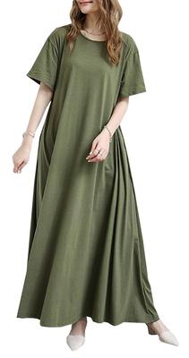 6 Colors Dress To Choose Short Sleeve Sleeveless Summer Spring Long Dress Maxi Length Skirt Plain Khaki Green Khaki Green Long Shirt Dress Loose Dress