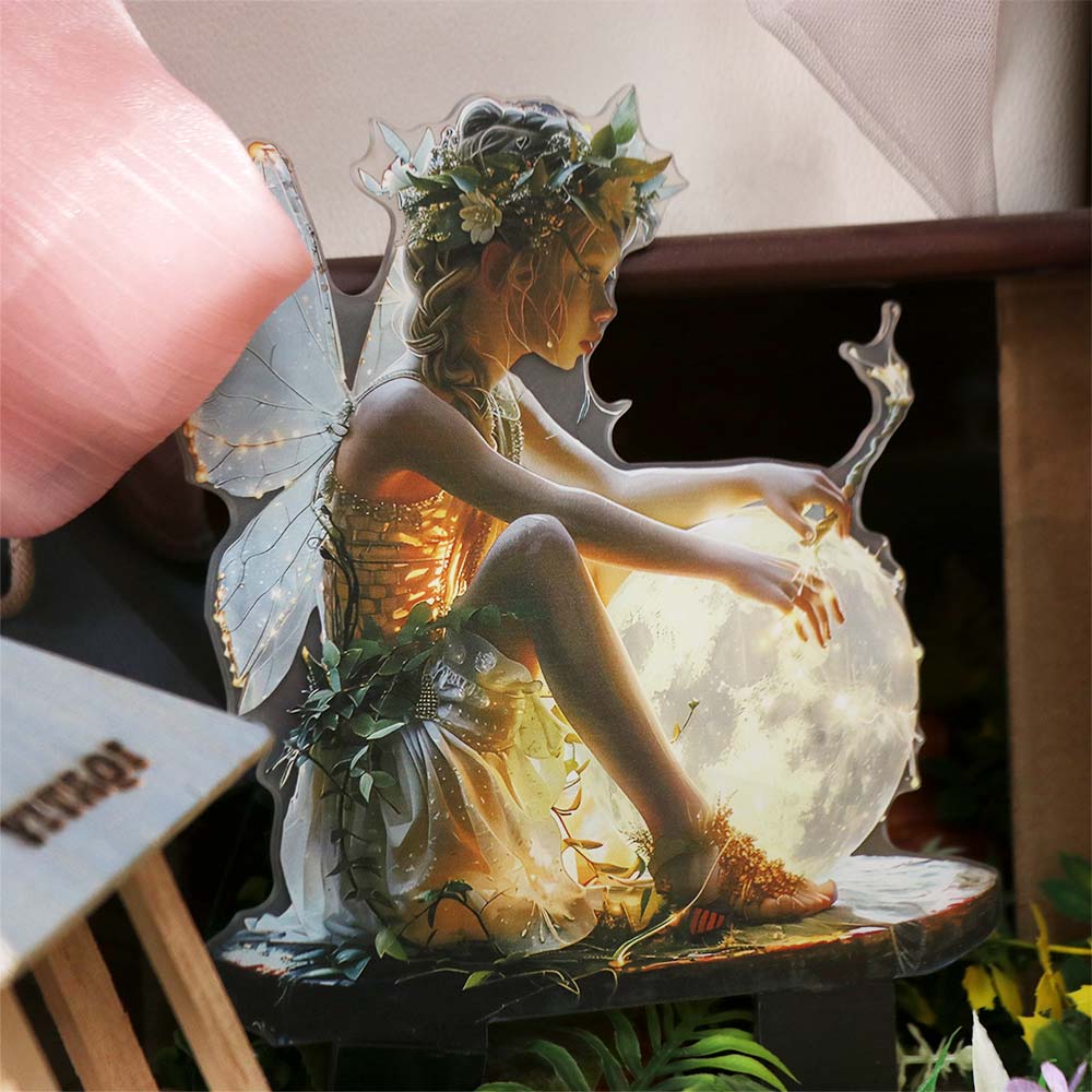 Acrylic Fairy Mini Figurine Catching Light Ball Design Creative Flower Fairy Statue Sculptures Multi Functional Waterproof
