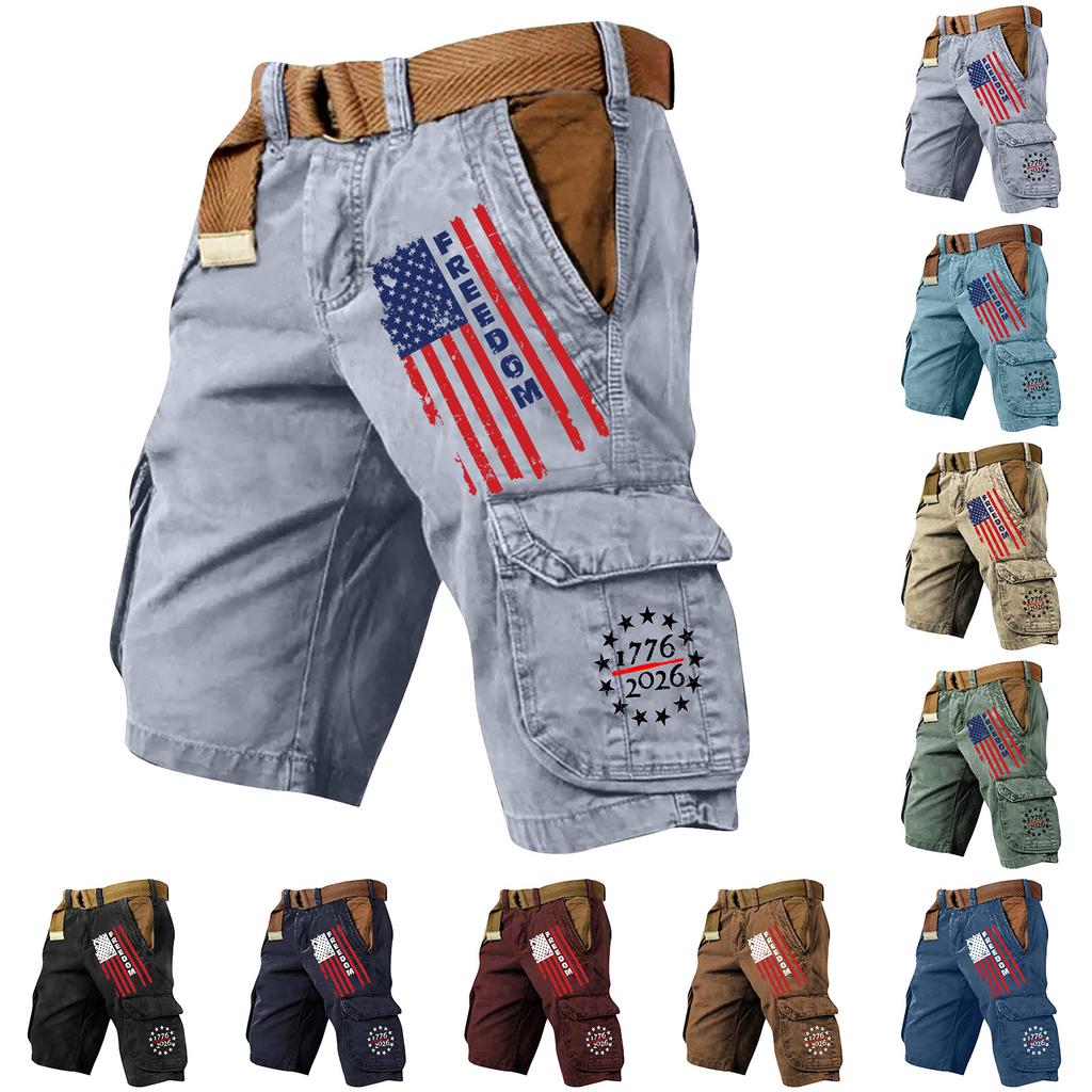 Pantaloncini Cargo Casual Stampati da Uomo per l'Estate con Tasche Multiple