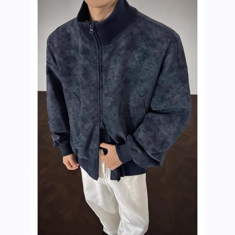 Men's American Style Tie-Dye PU Leather Pilot Jacket - Autumn Loose Fit, Cleanfit