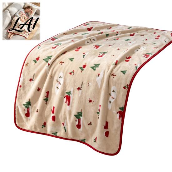 Lightweight Travel Blanket Flannel Christmas Throw Snowy House Tree Blanket Xmas Cozy Plush Portable Couch