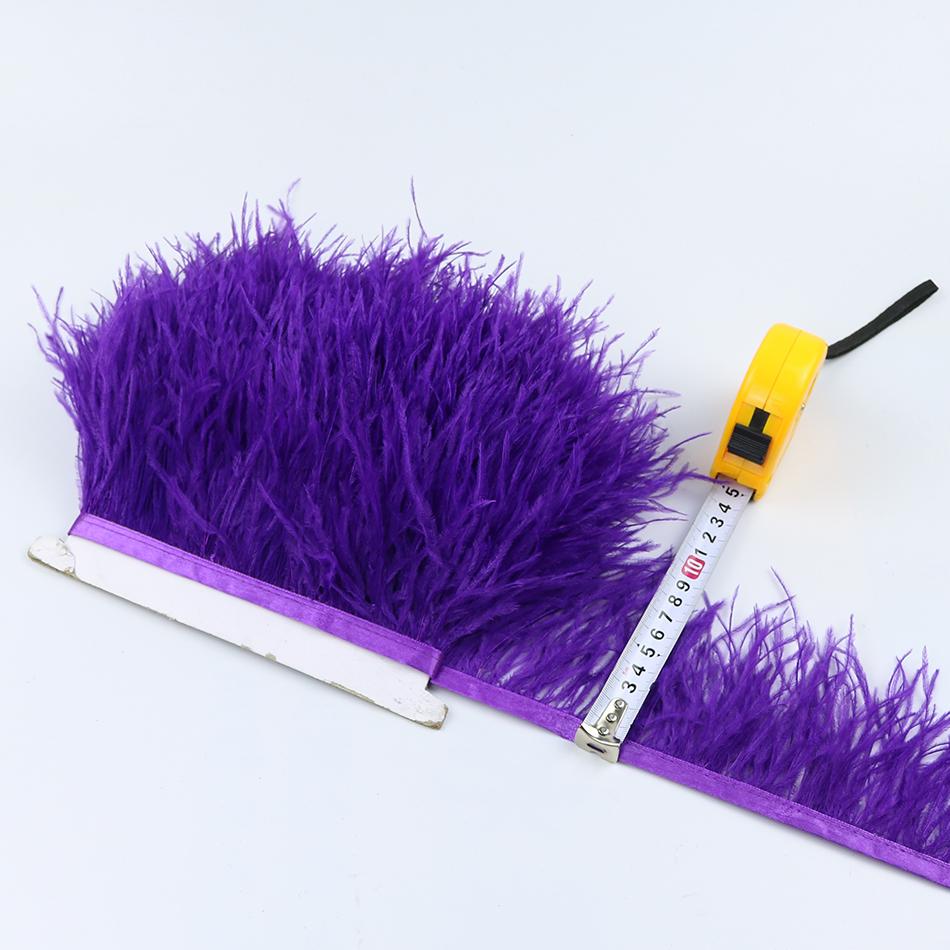 Feather1Meter 8-10cm Ostrich Feather Trim Fringe Ribbon Lake Blue for Dress Clothes Sleeve Decoration Sewing Plumes Fabric Fashion