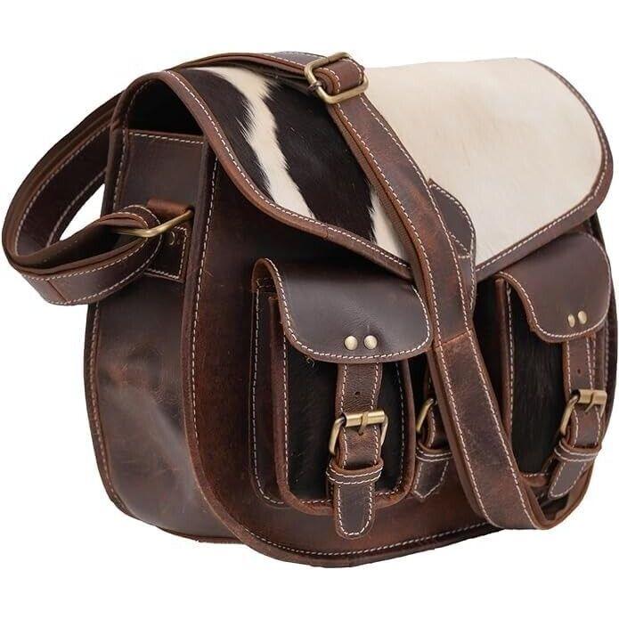 Vintage Cowhide Leather Crossbody Purse Handbag for Women Purse Tote Ladies Bag