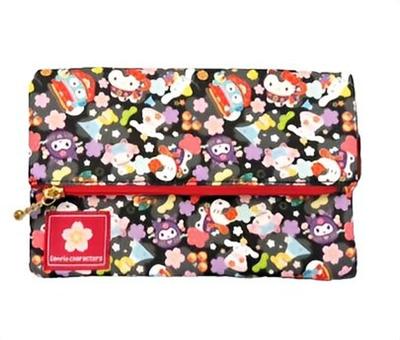 Hatayama Shoji Free Japanese Sanrio H13 X 33201927 Pouch, Pattern, Characters, Black, Approx. W20cm,