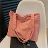 Korean Style Cotton Tote Bag for Women Solid Color Large Capacity Handbag Fashionable Casual Shoulder Purse CLE