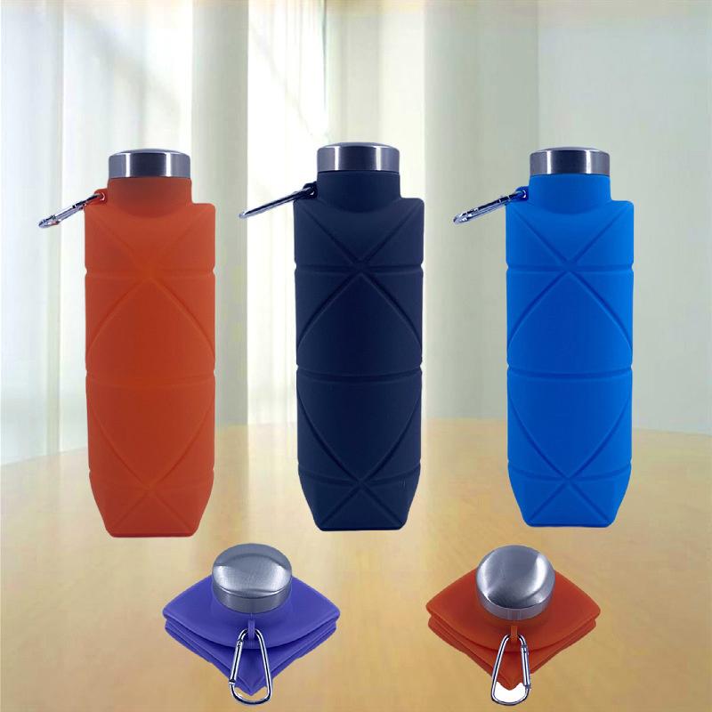 Sticlă de apă pliabilă reutilizabilă din silicon fără BPA, pliabilă, sticlă de apă de călătorie, stil fitness camping, drumeții spo