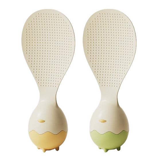 Egg-Shaped Standing Rice Spatula Non-Stick Raised Dots Rice Scoop Cute PP