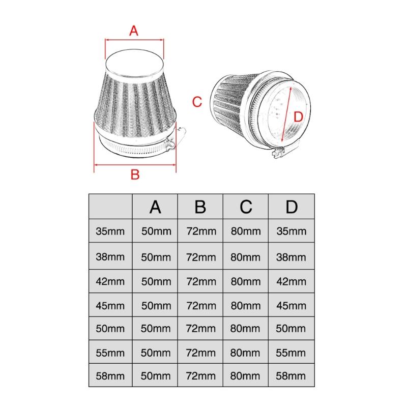 Stylish Colorful Motorcycle Carburetor Air Filter with Mushroom Head High Flow Air Filter for Carburetor Motorcycle Part