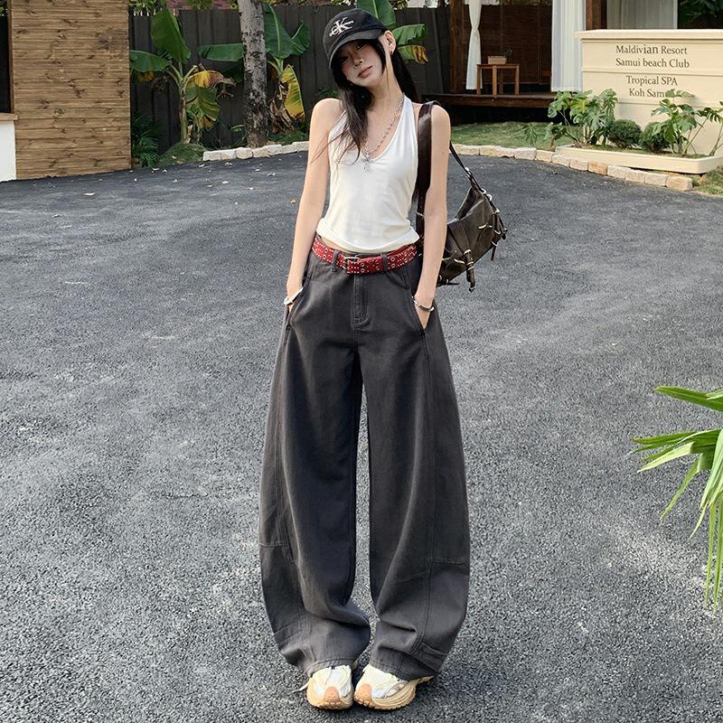 Women s High-Waisted Retro Patchwork Wide-Leg Jeans - New 2026 Style Medium