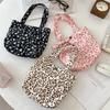 Korean-style Simple Canvas Bag Fashionable Leopard Print Shoulder Bags Lightweight Large-capacity Tote Bags Retro Lunch Handbags