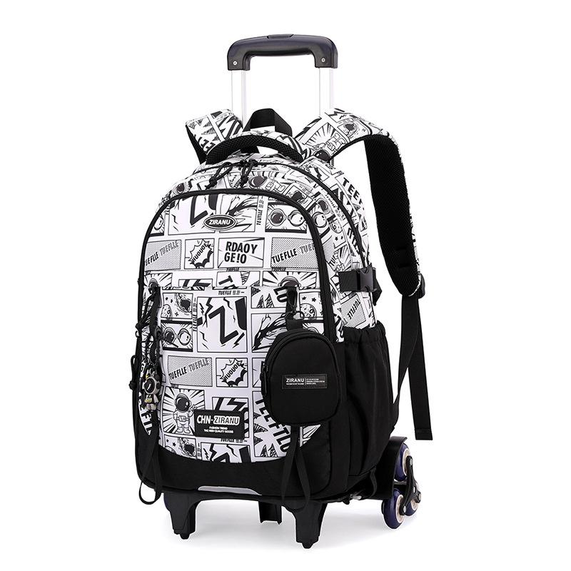 Children School Trolley Backpack For Boys Wheeled Backpack Kids School Bag With Wheels Rolling Luggage Bag Student Book Bag
