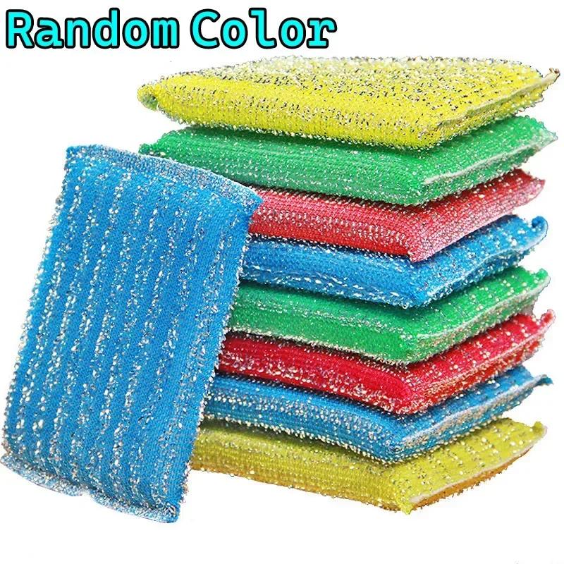 

BEPAN Steel Wire Sponge Wipe Non-stick Oil Brush Double Sided Cleaning Cloth Kitchen Dishcloth Scouring Pad Rag Cleaning Tool 4PC
