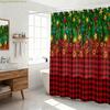 1pc Christmas Green Grid Print Waterproof Shower Curtain Partition Privacy Hanging Curtain 12 Hook Multiple Sizes