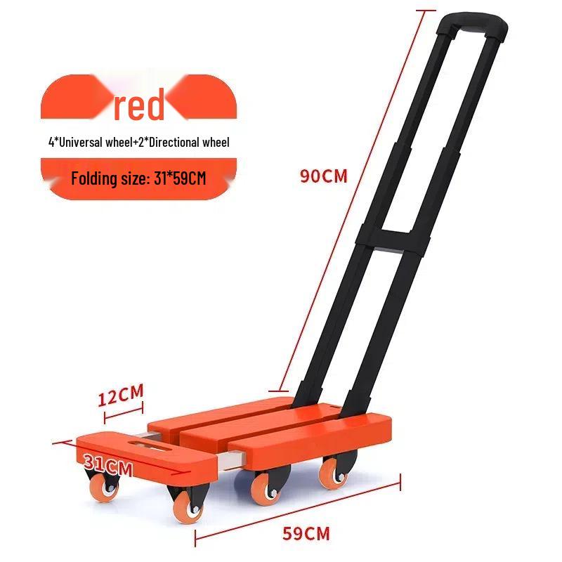 Chariot plat pliable compact à six roues pour le transport silencieux de marchandises