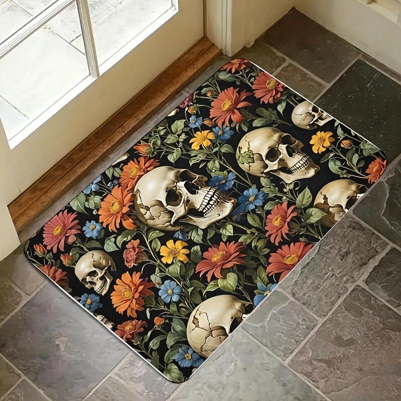 1PC Halloween skull Kitchen Rug Non-Slip Door Mat Pop design Bathroom Rug Bath Mat Carpet for Home Sink Laundry Decor