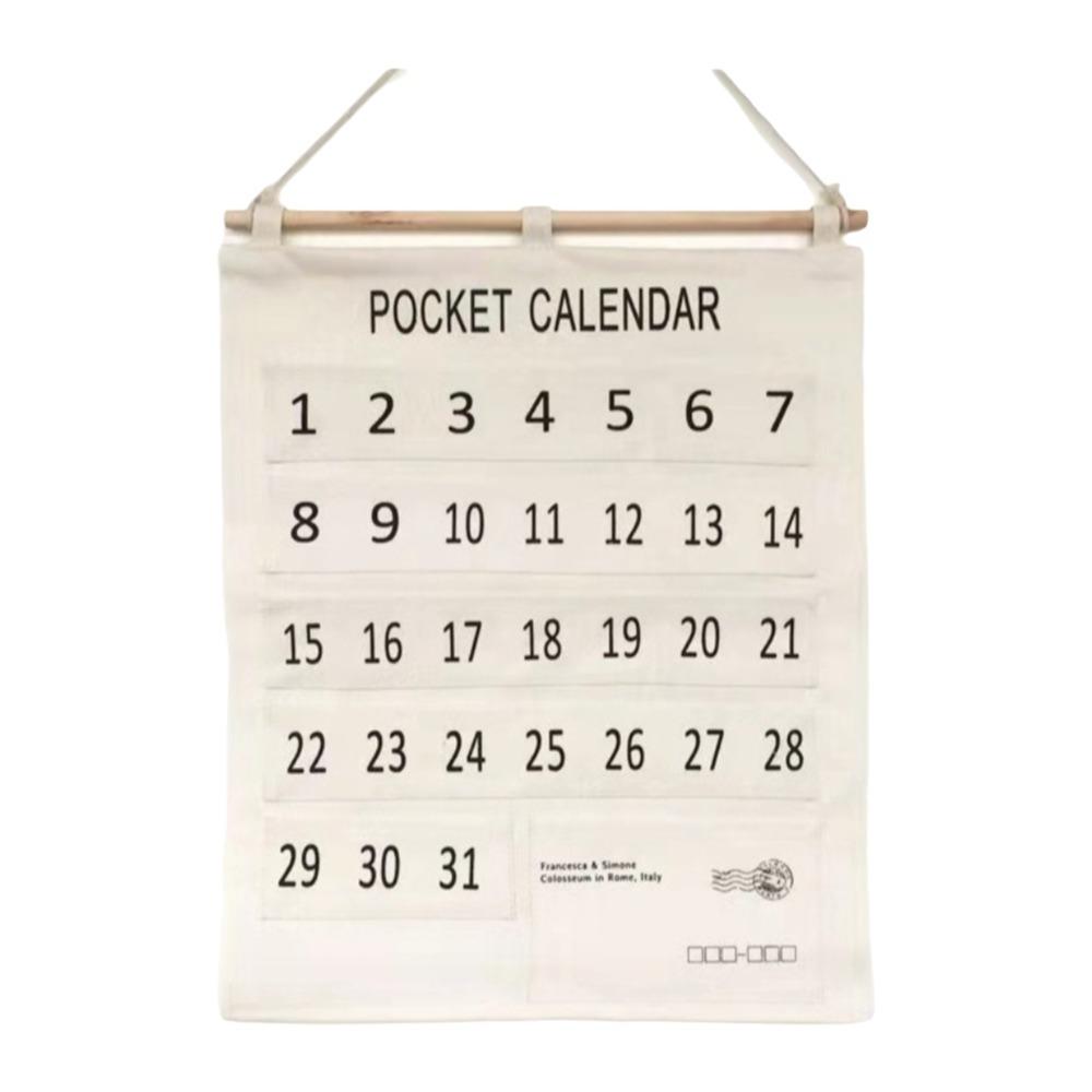 Cotton and Linen Material Pocket Chart Organizer Large Size Wall Hanging Organizer  For Bedroom