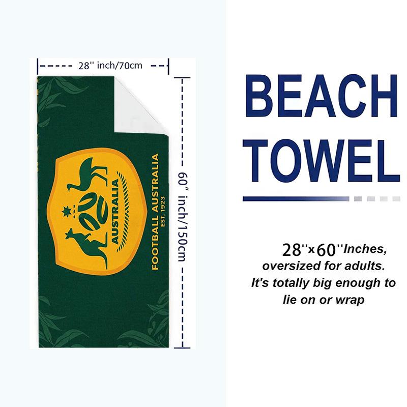 The Socceroos Australia Print Beach Towel, Large Soft Quick Dry Towel for Beach Camping Swimming