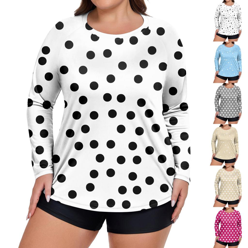 Women's Printed Large Size Long Sleeve Swimsuit Sun  Jacket Quick Dry Hiking Top