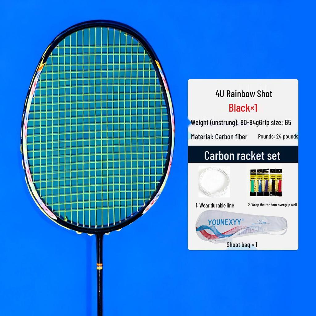 Full Carbon Fiber Badminton Racket Set for Men and Women - Durable, Lightweight, Offensive & Defensive, Professional Adult Singles & Doubles Play