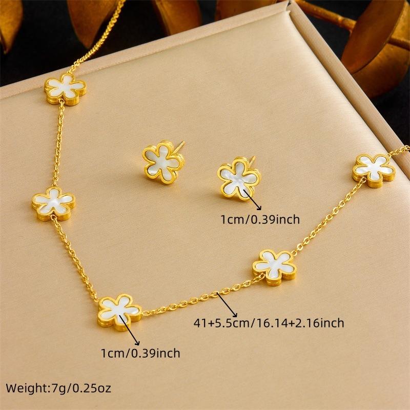 Gold White Flower Charm Bracelet, Dainty Five-Petal Flower Link Bracelet, Elegant Adjustable Jewelry for Women Daily Wear Gift