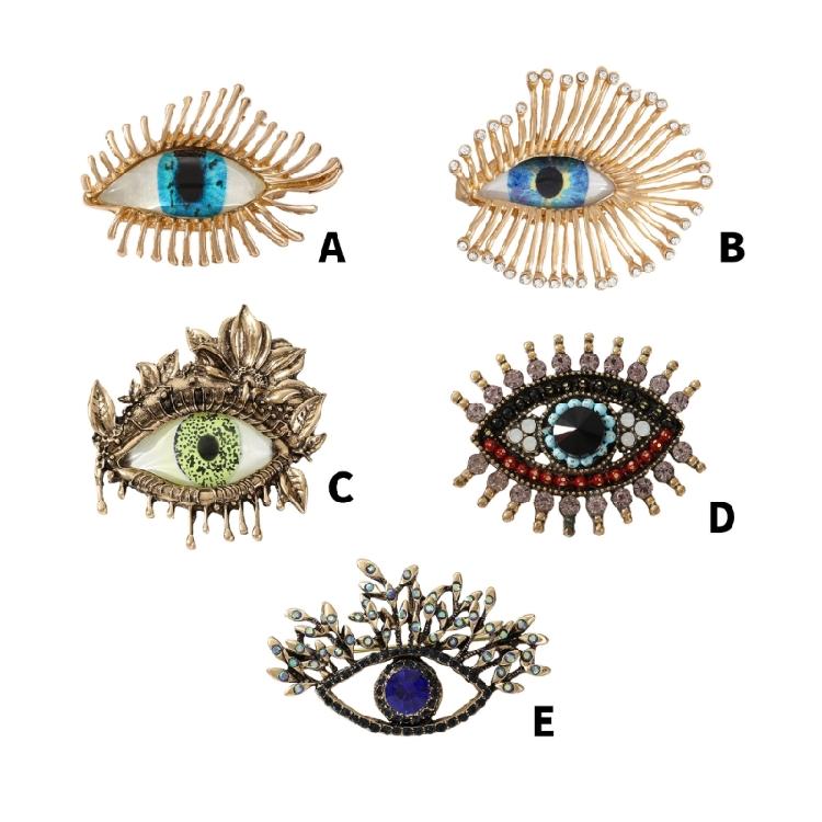 Lightweight Rhinestones Evil Eyes Brooch Unique Alloy Gothic Jewelry Crystal Embellished Party Accessory