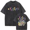 Vasket Vintage Korn Musikk Konsert Rockeband VERDENSTURNÉ T-skjorter Menn Kvinner Vintage Svart Gotisk Oversized T-skjorter
