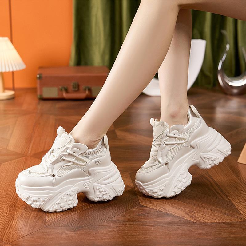 Platform Dad Shoes Women's Spring 2025 New Silver High-end Sports Trendy Shoes Versatile Breathable Inner Height-increasing Women's Shoes