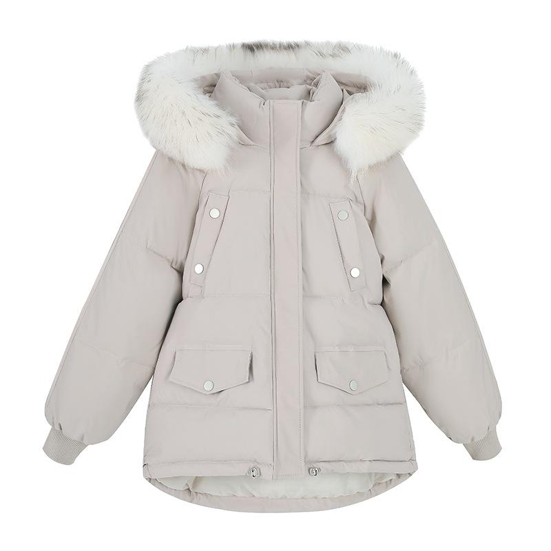 Vinter Dame Løs Cotton Coat Ny Stor Pelskrage Dame Cotton Jacket Dunjakke