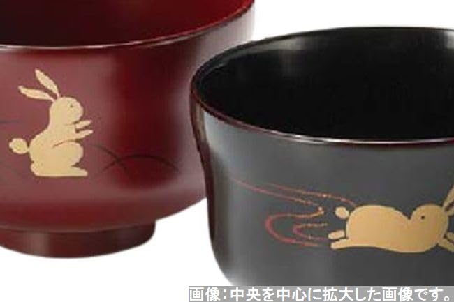 J-Kitchens Rabbit Soup Bowls (Can Also Be Used as Salad Bowls) - Pair, Tamuke and Kodaishu (2 Bowls) - 10.3cm, Hand-Painted, Lacquered, Made in Japan