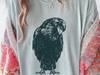 Minimalist Raven T-Shirt, Linocut Woodcut Engraving Style Tee, Gothic Crow Ink, Dark Aesthetic Bird Graphic, Moody Raven Art Gift