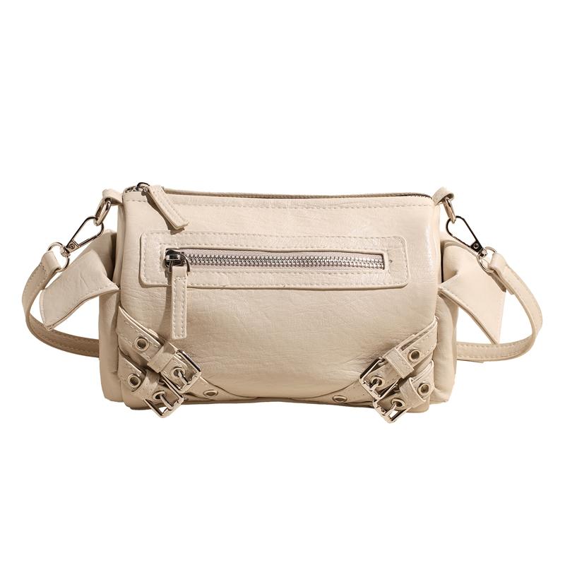 

Women PU Punk Shoulder Bag Fashion Tote Bag Adjustable Strap Motorcycle Style Hobo Bag Stylish Crossbody Bag Designer Sling Bag білий