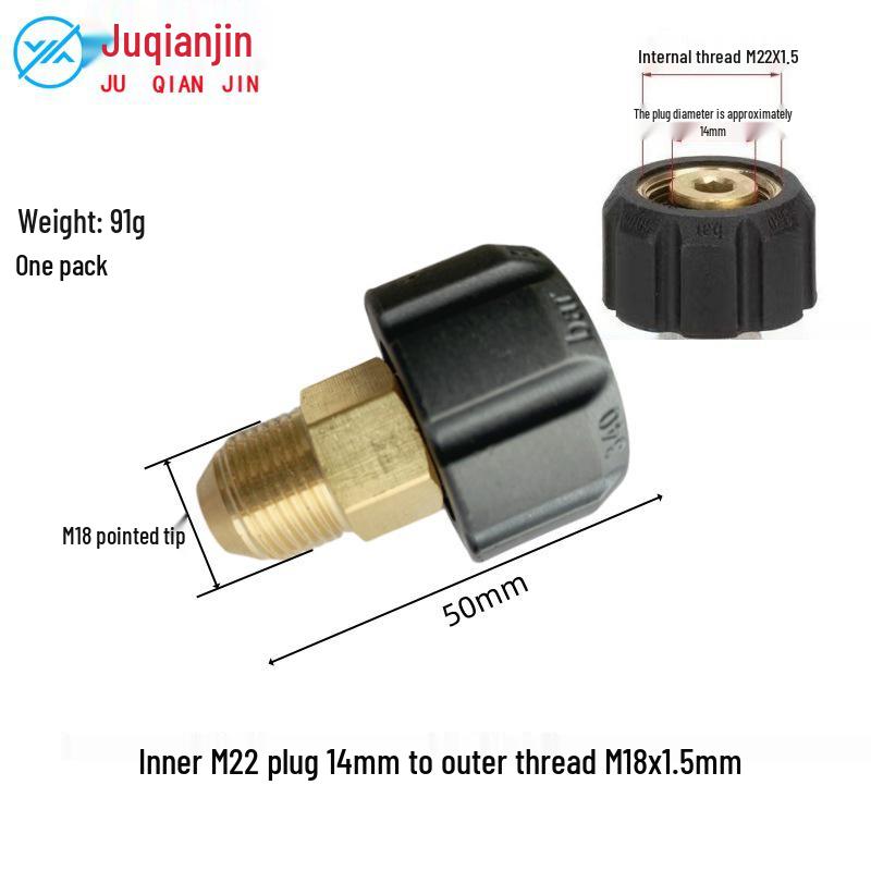 High-Pressure Water Spray Gun & Hose Fittings with M22-1/4 and M22-3/8 Quick Connect
