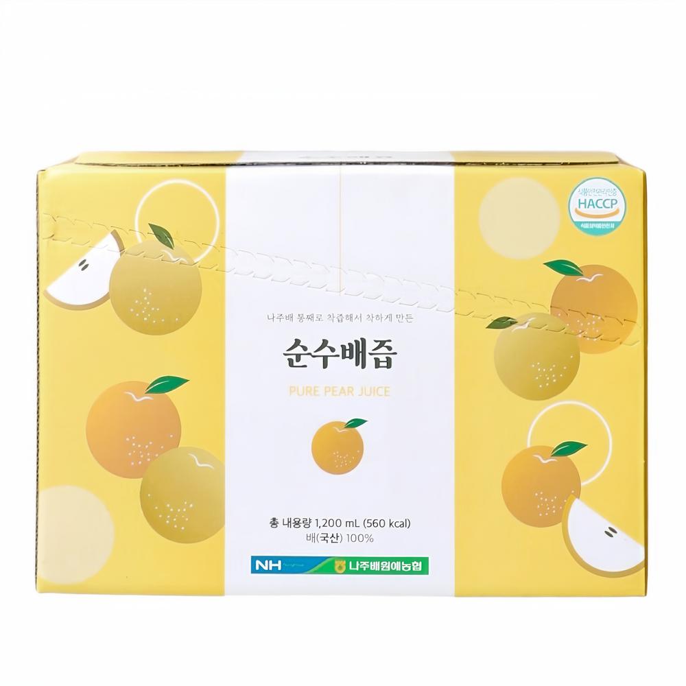 Naju Pear Juice Gift Box 120ml x 10 pcs 100% Cold-Pressed Pure Pear Juice Naju Pear Horticultural Cooperative