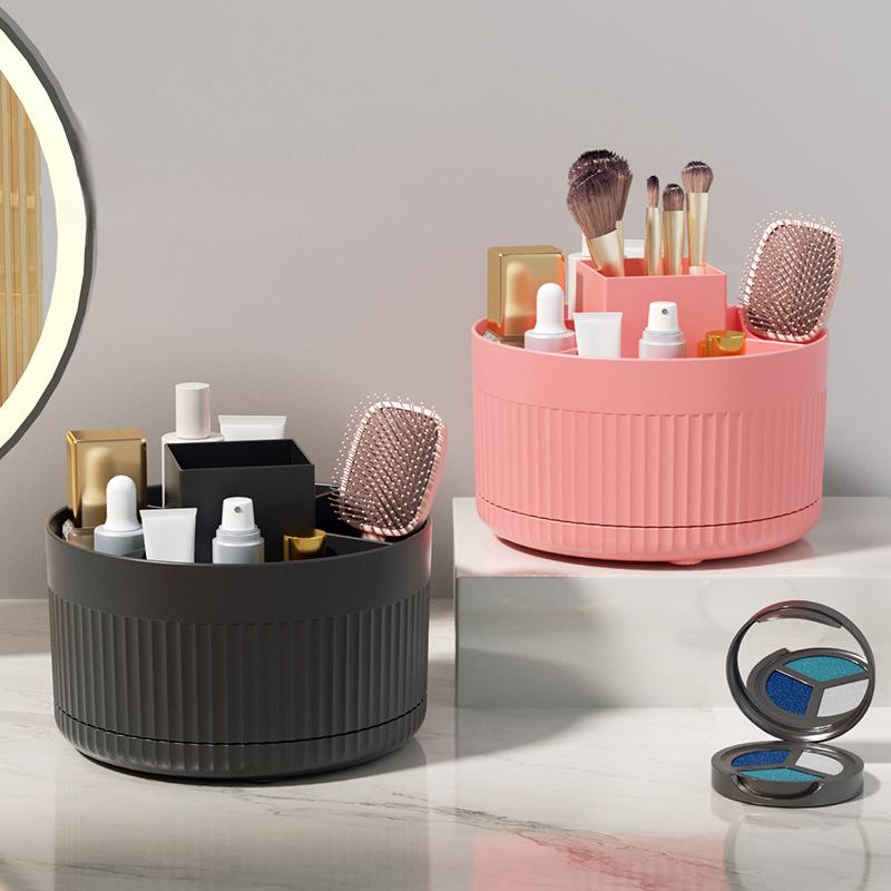1 makeup brush holder storage box, 360° rotating makeup brush storage box, 5-slot makeup brush cup, suitable for cosmetics, pen