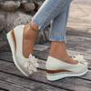 Fashion Comemore Flower-patterned Women Pumps Spring Summer Casual Wedge High Heels Slip On Loafers Flat Bottom Single Shoes for Women