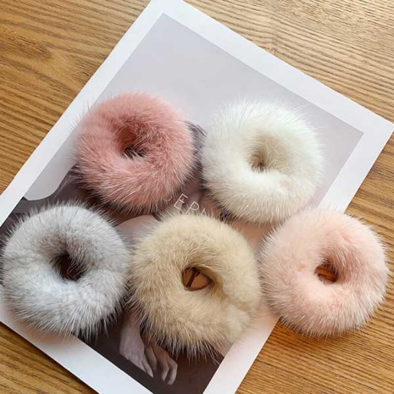 100% Natural Mink Hair Band Hair Scrunchie
